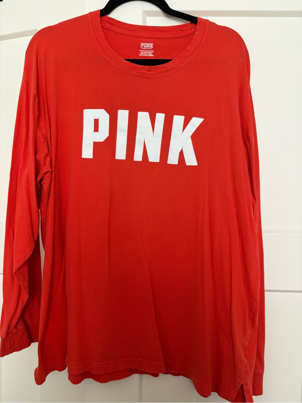PINK Victoria's Secret Orange Tee with White Logo Print XXL